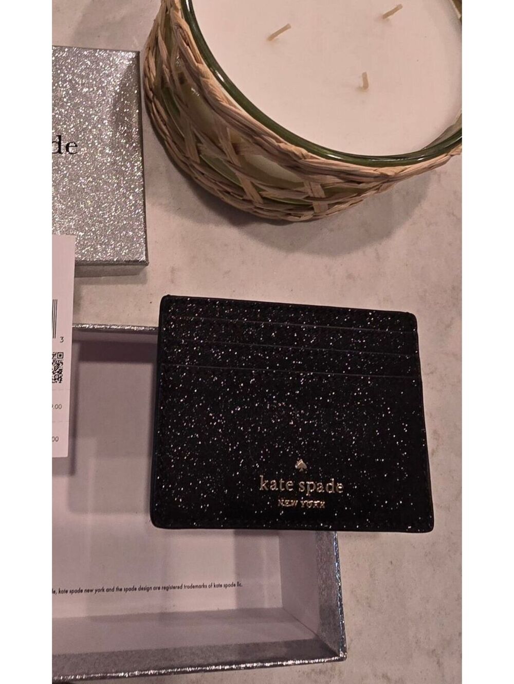 Kate Spade New York Black Glitter Card Holder